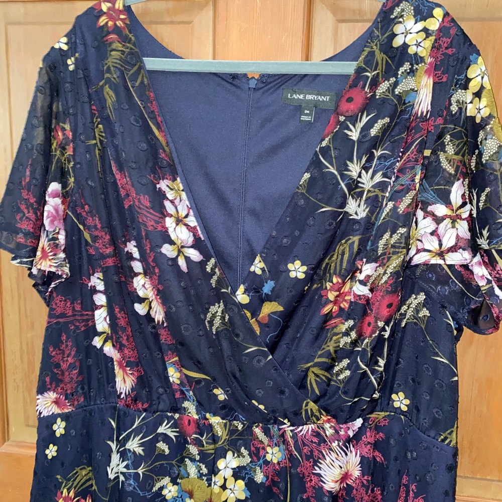 LANE BRYANT FLORAL CHIFFON CLIP DOT SURPLICE MAXI DRESS - Picture 9 of 14